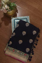 Blue Handloom Banarasi Katan Silk Meenakari Saree - Elegant and Traditional - Luxurion World