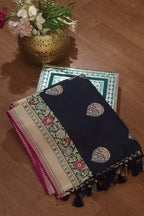 Blue Handloom Banarasi Katan Silk Meenakari Saree - Elegant and Traditional - Luxurion World