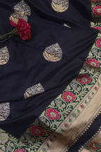 Blue Handloom Banarasi Katan Silk Meenakari Saree - Elegant and Traditional - Luxurion World