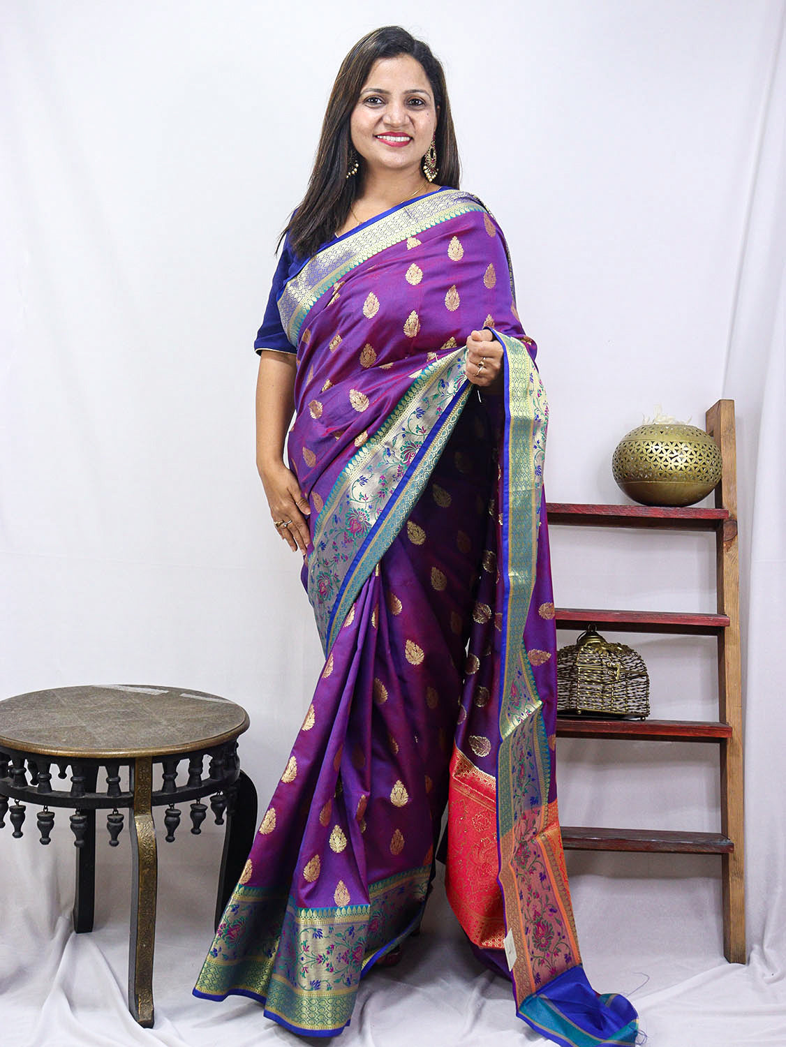 Shop Purple Handloom Banarasi Silk Saree - Luxurion World