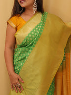 Get your hands on stunning Green Handloom Banarasi Silk Sarees online! - Luxurion World