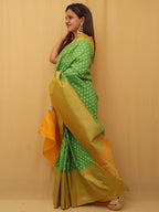 Get your hands on stunning Green Handloom Banarasi Silk Sarees online! - Luxurion World
