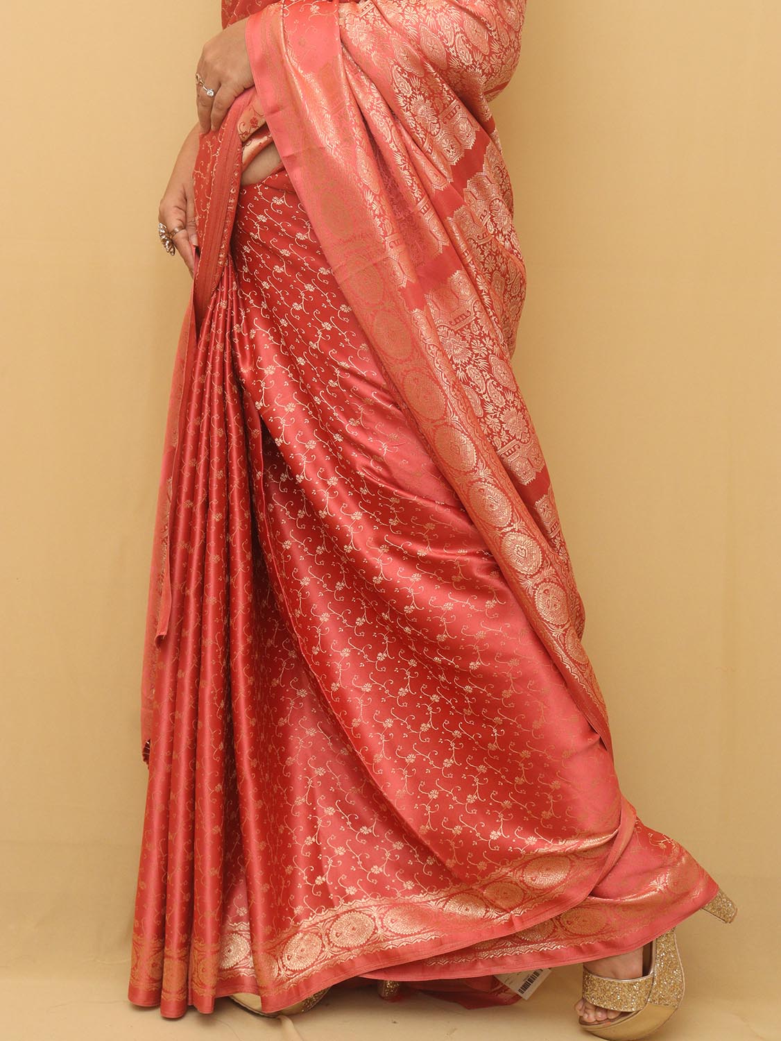 Shop Now for Red Handloom Banarasi Satin Silk Saree - Latest Collection - Luxurion World