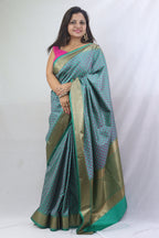 Shop Now for Blue Banarasi Soft Silk Saree with Contrast Border - Latest Arrival! - Luxurion World