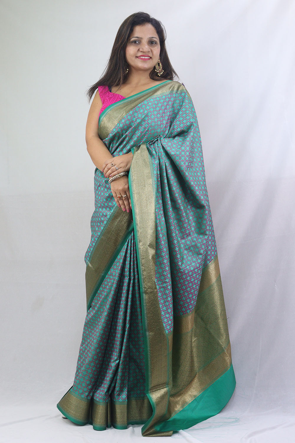 Shop Now for Blue Banarasi Soft Silk Saree with Contrast Border - Latest Arrival! - Luxurion World