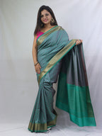 Shop Now for Blue Banarasi Soft Silk Saree with Contrast Border - Latest Arrival! - Luxurion World