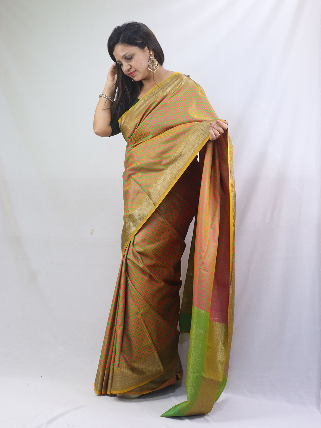 Shop Now for Yellow Banarasi Soft Silk Saree with Contrast Border - Latest Collection