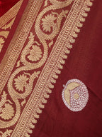 Stunning Maroon Handloom Banarasi Georgette Saree with Sona Roopa - Luxurion World