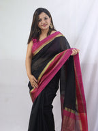 Classic Black Handloom Banarasi Silk Saree - Timeless Elegance - Luxurion World