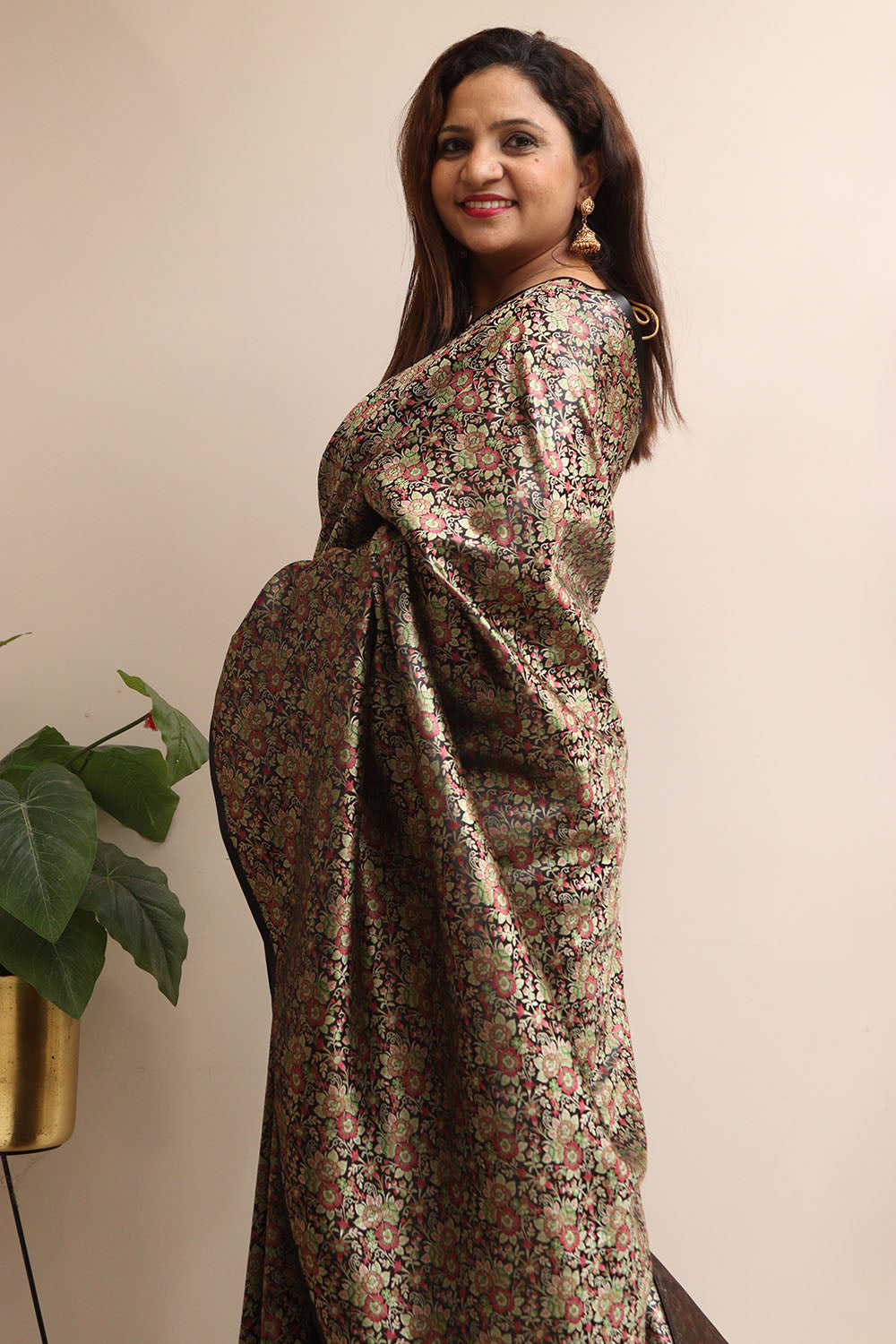 Black Banarasi Silk Tanchui Saree - Luxurion World