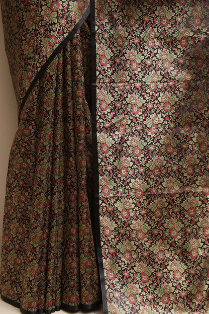 Black Banarasi Silk Tanchui Saree - Luxurion World