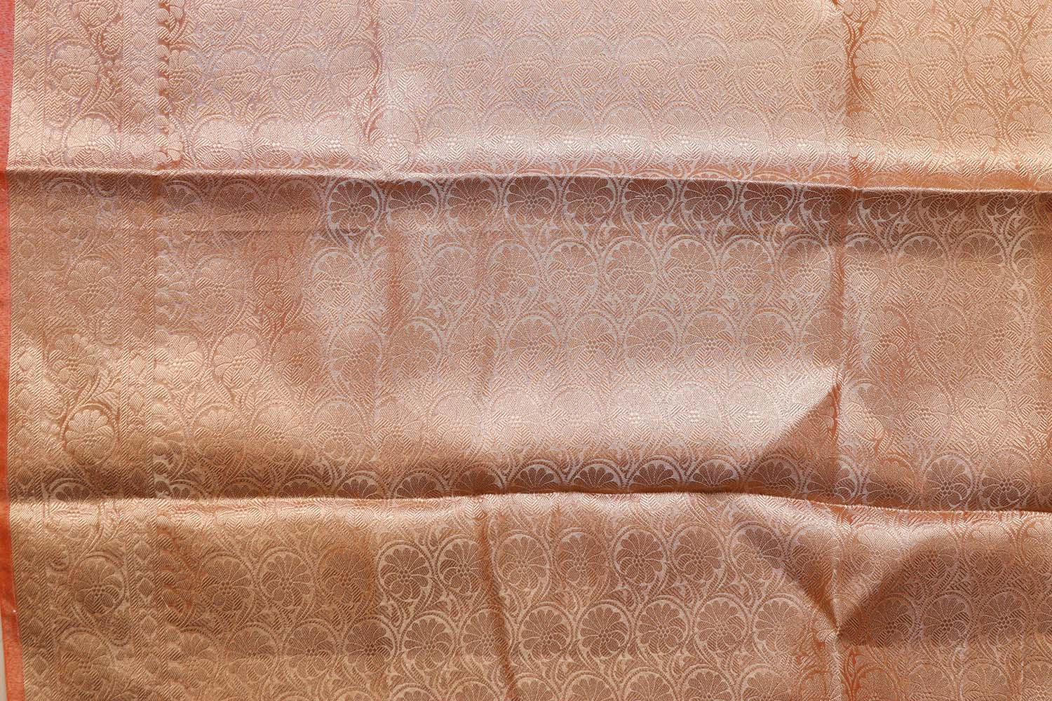 Elegant Orange Banarasi Crush Tissue Silk Saree - Luxurion World