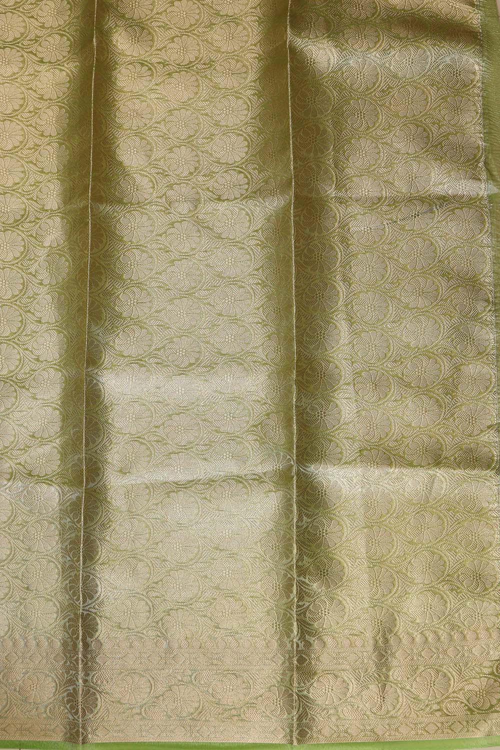 Exquisite Green Banarasi Crush Tissue Silk Saree - Luxurion World