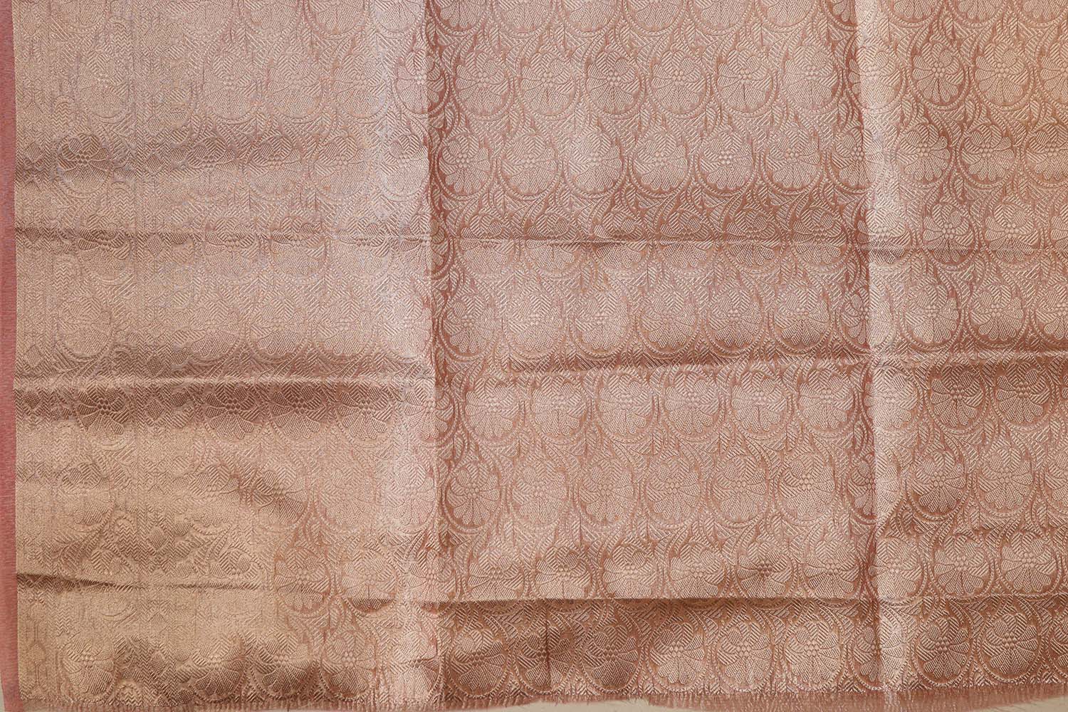 Elegant Pink Banarasi Crush Tissue Silk Saree - Luxurion World