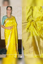 Yellow Banarasi Pure Katan Silk Saree Chand Booti