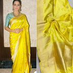 Yellow Banarasi Pure Katan Silk Saree Chand Booti