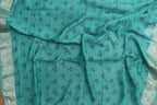 Exquisite Green Banarasi Handloom Chiniya Silk Ajrakh Design Hand Bandhej Saree - Luxurion World