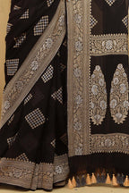 Exquisite Black & Grey Banarasi Georgette Saree - Luxurion World