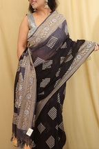 Exquisite Black & Grey Banarasi Georgette Saree - Luxurion World