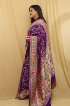 Exquisite Purple Banarasi Bandhani Georgette Saree - Luxurion World