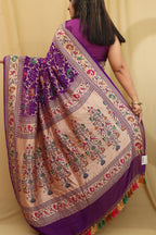 Exquisite Purple Banarasi Bandhani Georgette Saree - Luxurion World