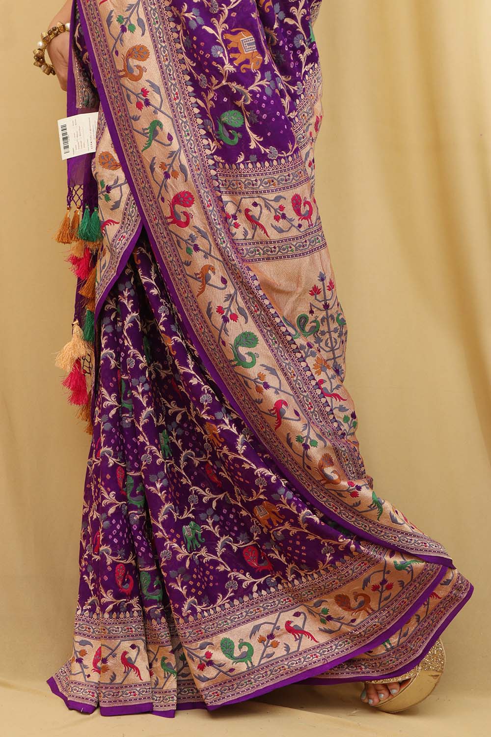 Exquisite Purple Banarasi Bandhani Georgette Saree - Luxurion World