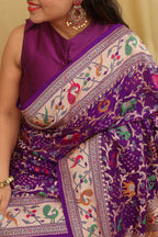 Exquisite Purple Banarasi Bandhani Georgette Saree - Luxurion World