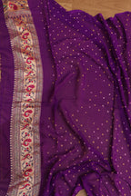 Exquisite Purple Banarasi Bandhani Georgette Saree - Luxurion World
