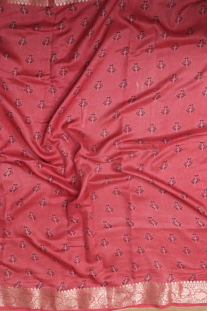 Exquisite Pink Banarasi Bandhani Pure Chiniya Silk Ajrakh Design Saree - Luxurion World
