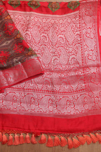 Elegant Orange Banarasi Bandhani Pure Chiniya Silk Saree - Luxurion World