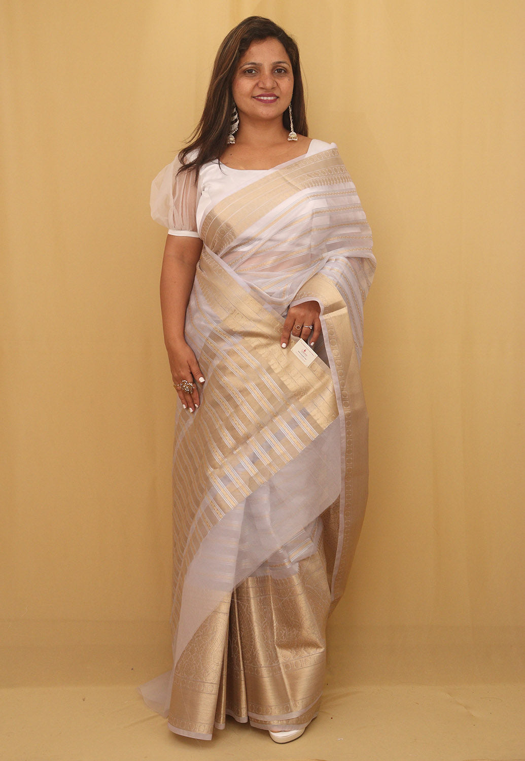 Luminous Lavender: Handloom Banarasi Organza Silk Saree - Luxurion World