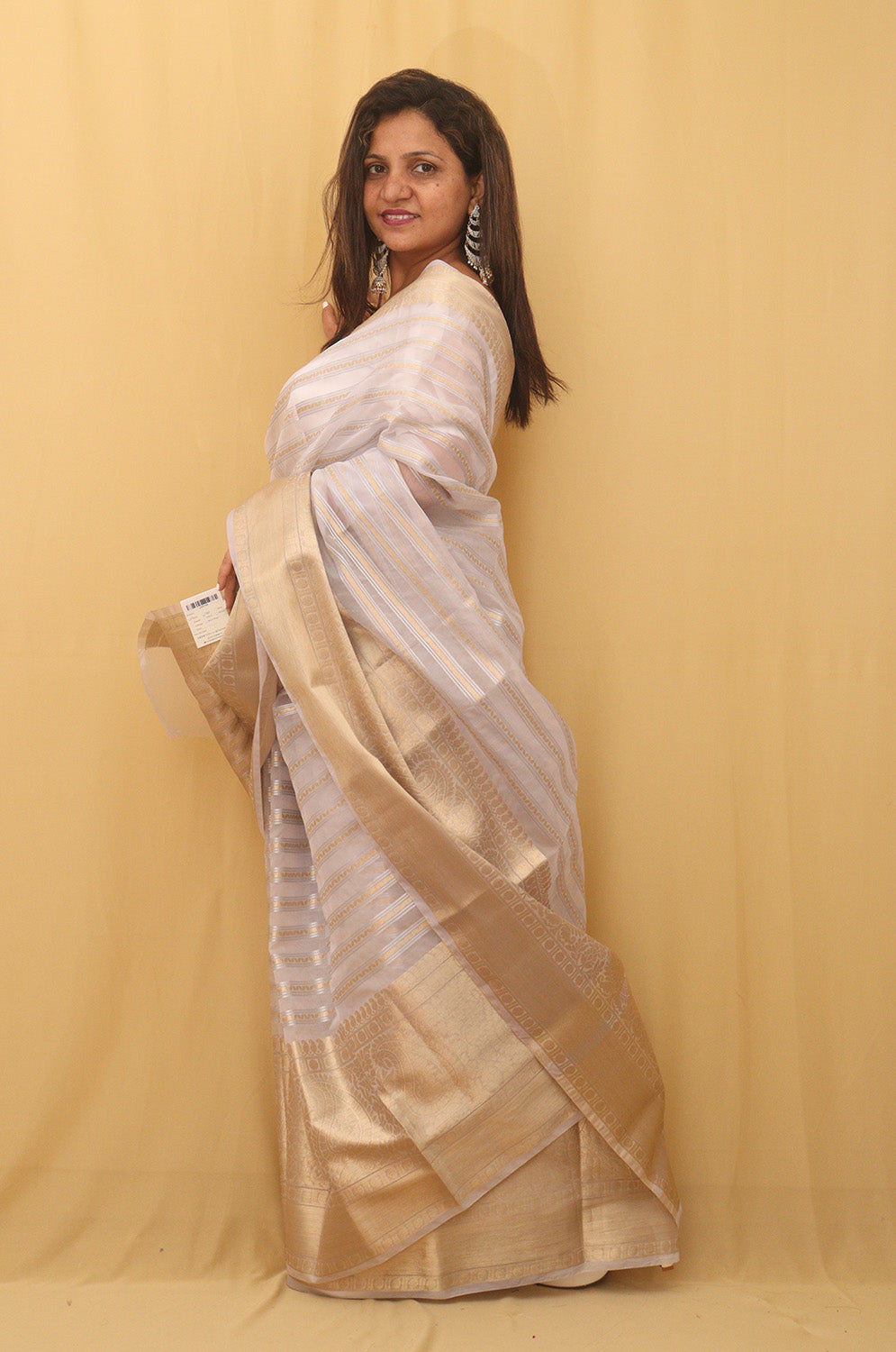 Luminous Lavender: Handloom Banarasi Organza Silk Saree - Luxurion World