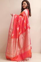 Pink Handloom Banarasi Pure Katan Silk Animal Design Saree - Luxurion World