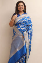 Exquisite Blue Handloom Banarasi Pure Katan Silk Animal Design Saree - Luxurion World