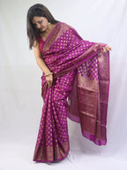Regal Charm: Purple Banarasi Silk Saree for Elegant Occasions - Luxurion World