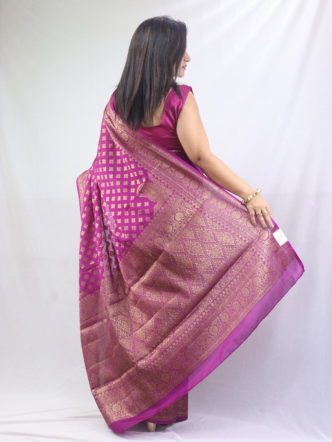 Regal Charm: Purple Banarasi Silk Saree for Elegant Occasions