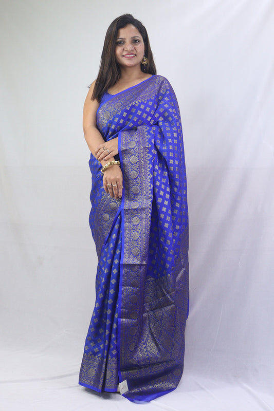 Exquisite Blue Banarasi Silk Saree - Perfect for Any Occasion - Luxurion World