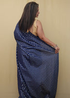 Blue Banarasi Silk Zari Booti Design Saree - Luxurion World