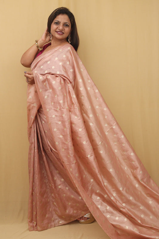 Stunning Pink Banarasi Tissue Silk Saree - Exquisite Design - Luxurion World