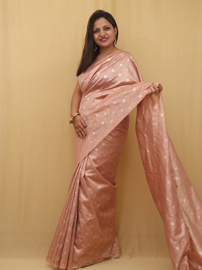 Stunning Pink Banarasi Tissue Silk Saree - Exquisite Design - Luxurion World