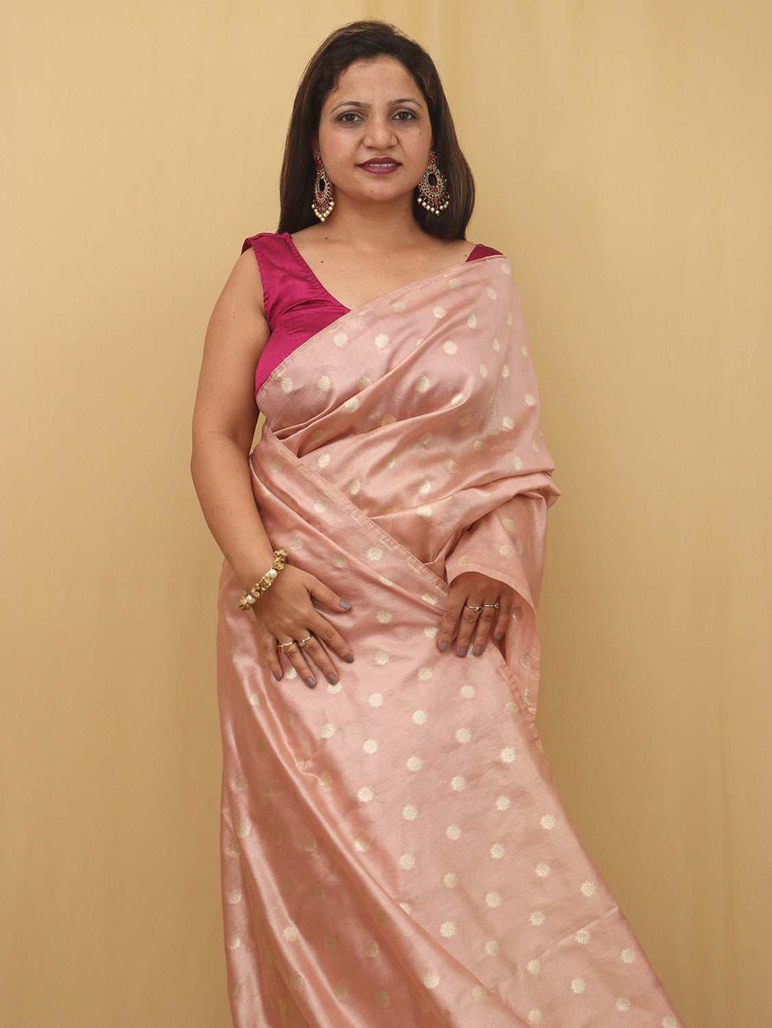 Stunning Pink Banarasi Tissue Silk Saree - Exquisite Design - Luxurion World