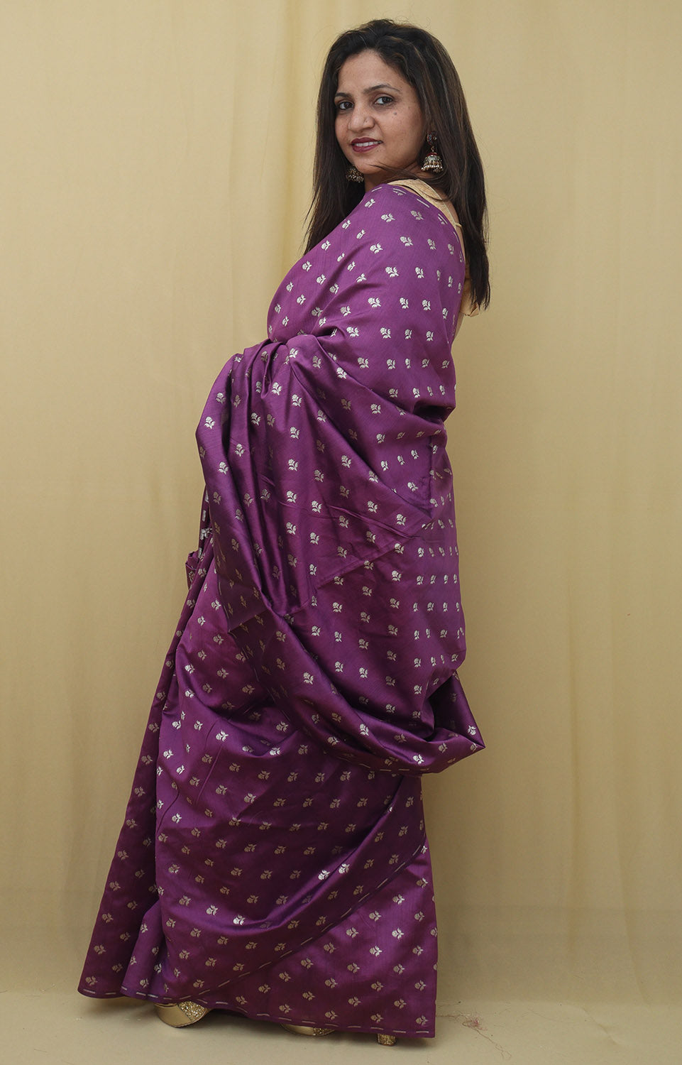 Exquisite Purple Banarasi Chiniya Silk Saree - Luxurion World