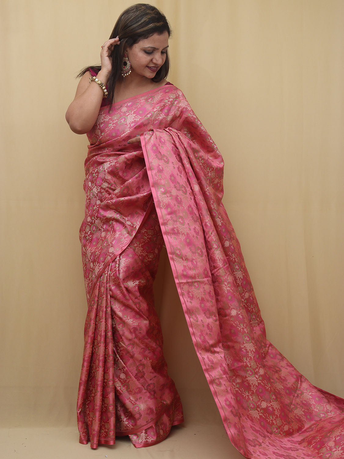 Exquisite Pink Banarasi Silk Tanchui Jamawar Brocade Saree - Perfect for Special Occasions - Luxurion World