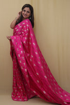 Shop Pink Banarasi Silk Saree - Luxurion World