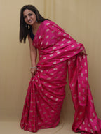 Shop Pink Banarasi Silk Saree - Luxurion World