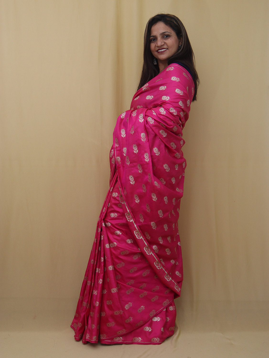 Shop Pink Banarasi Silk Saree - Luxurion World