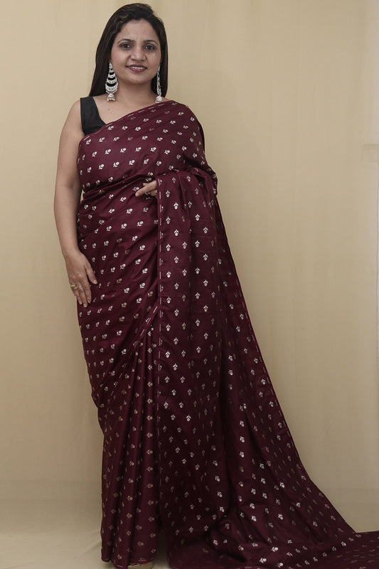 Stunning Maroon Banarasi Silk Saree - Perfect for Any Occasion - Luxurion World