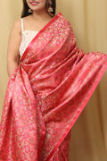 Elegant Pink Banarasi Silk Tanchui Jamawar Saree - Luxurion World