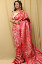Elegant Pink Banarasi Silk Tanchui Jamawar Saree - Luxurion World