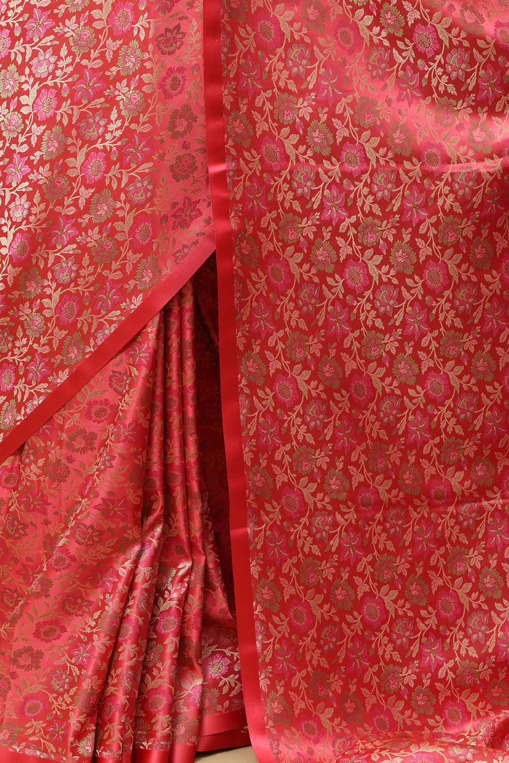 Elegant Pink Banarasi Silk Tanchui Jamawar Saree - Luxurion World